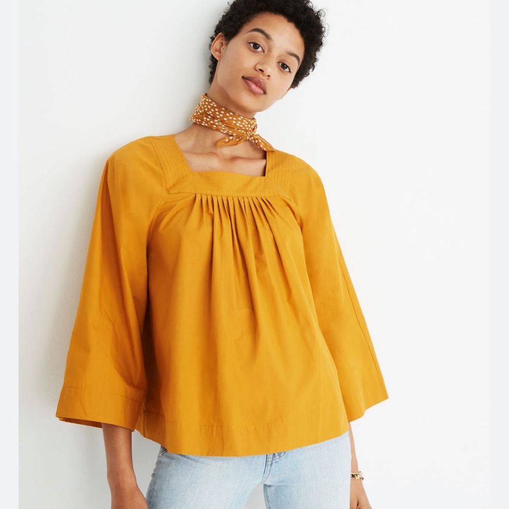 Madewell Mustard Yellow Square Neck Top Shirt J8070 Size XL